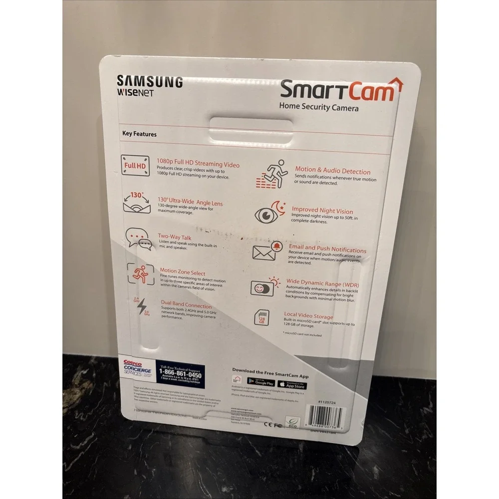 Samsung SNH-V6431BN Home SmartCam Full HD Wifi 1080p IP Cam w/microSD Slot, NEW